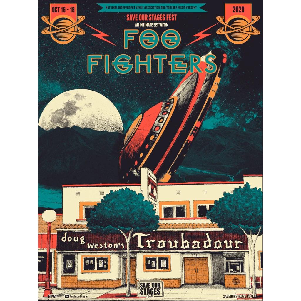 NIVA Foo Fighters Live At Troubadour - Hand Screen-Printed Poster New Merch 1 NIVA Foo Fighters Live At Troubadour - Hand Screen-Printed Poster New Merch