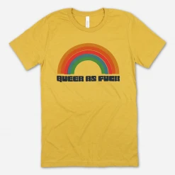 Autostraddle Queer As Fuck Heather Mustard Tee New Merch