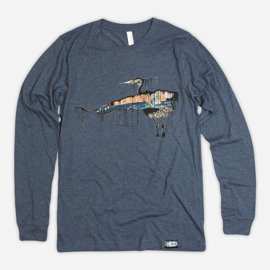 TAUK Bird Heather Indigo Long Sleeve T-Shirt 1 TAUK Bird Heather Indigo Long Sleeve T-Shirt