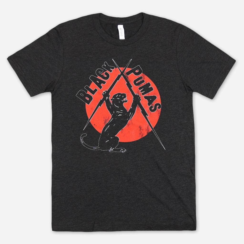 Black Pumas Lightning Charcoal Black Triblend T-Shirt New Merch 1 Black Pumas Lightning Charcoal Black Triblend T-Shirt New Merch