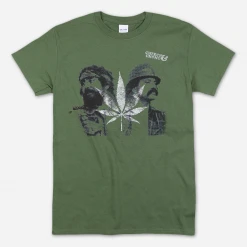 Cheech And Chong Vintage Leaf Olive T-Shirt New Merch