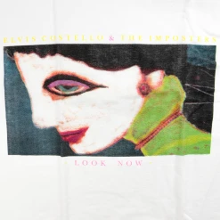 Elvis Costello New Merch Look Now White T-Shirt