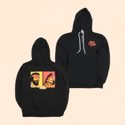 Homies In Dreamland By Cheech And Chong New Merch Faces Black Zip Up Hooded Sweatshirt