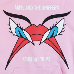 Amyl And The Sniffers New Merch Grumpy Face Pink Pullover Hoodie