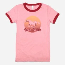 Delta Spirit Horse Womens Red Ringer Poly-Cotton T-Shirt New Merch