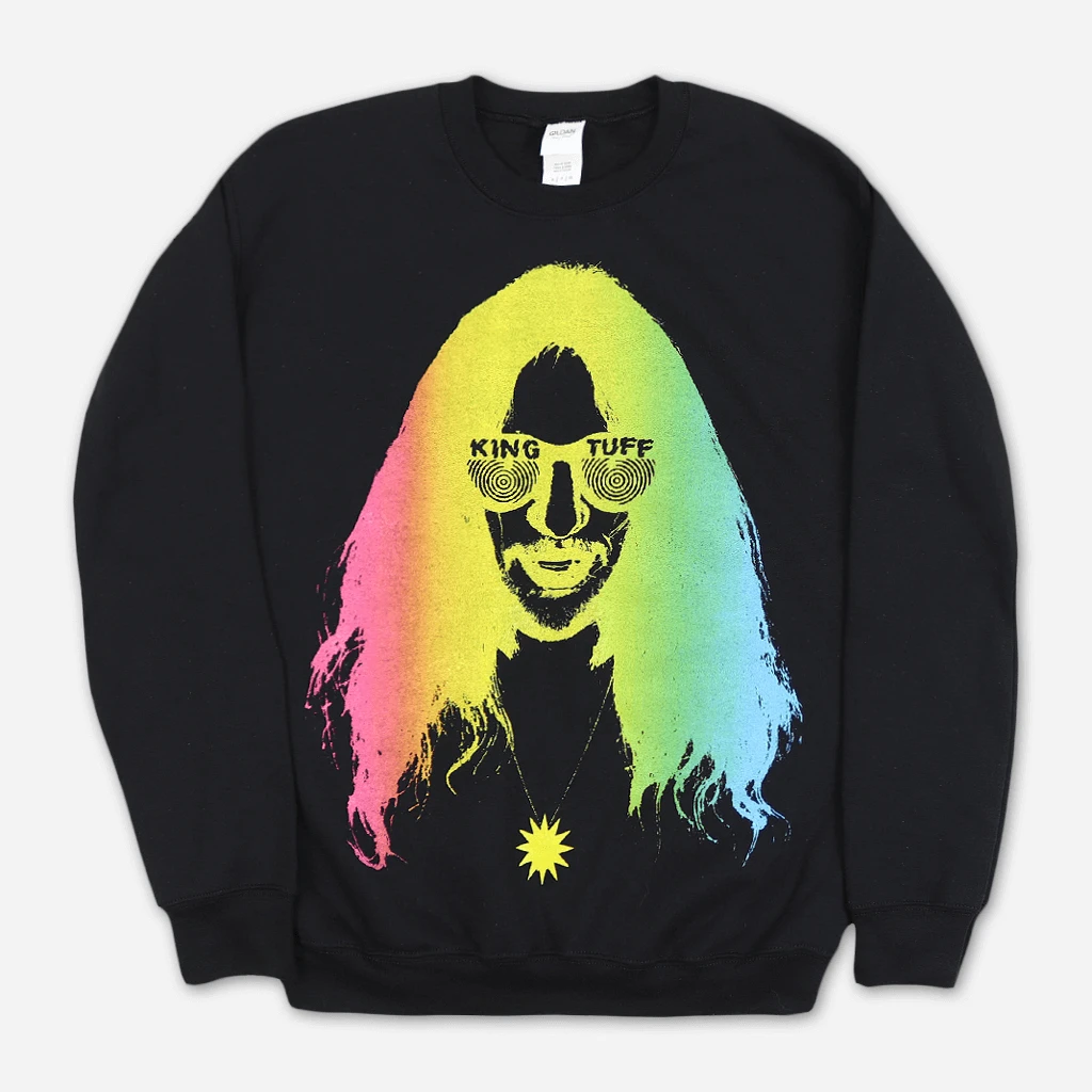 King Tuff Rainbow Face Black Pullover Sweatshirt 1 King Tuff Rainbow Face Black Pullover Sweatshirt