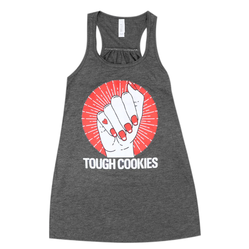 Low Cut Connie New Merch Tough Cookies Dark Grey Racerback Tank 1 Low Cut Connie New Merch Tough Cookies Dark Grey Racerback Tank