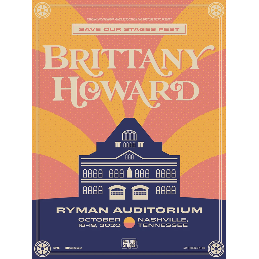 NIVA New Merch Brittany Howard Live At Ryman Auditorium - Hand Screen-Printed Poster 1 NIVA New Merch Brittany Howard Live At Ryman Auditorium - Hand Screen-Printed Poster