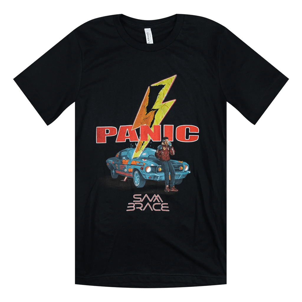 Sam Brace Panic Black T-Shirt New Merch 1 Sam Brace Panic Black T-Shirt New Merch