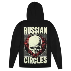 Russian Circles (Band) Skullflower Black Zip Hoodie New Merch