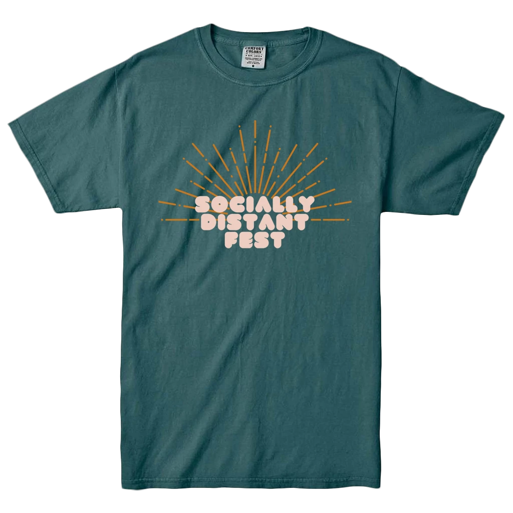 Socially Distant Fest SDF Logo Blue Spruce T-Shirt New Merch 1 Socially Distant Fest SDF Logo Blue Spruce T-Shirt New Merch