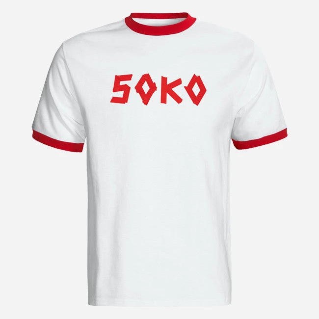 SOKO Logo Red Ringer T-Shirt 1 SOKO Logo Red Ringer T-Shirt