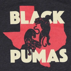 Black Pumas New Merch Double Puma Texas Charcoal Black Triblend T-Shirt
