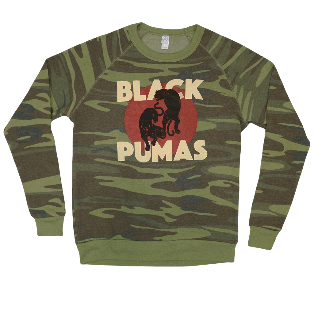 Black Pumas Double Puma Camo Sweatshirt New Merch 1 Black Pumas Double Puma Camo Sweatshirt New Merch