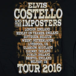 Elvis Costello Hands Europe 2016 Black T-Shirt
