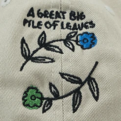 A Great Big Pile Of Leaves New Merch Blue & Green Flower Khaki Dad Hat 6 A Great Big Pile Of Leaves New Merch Blue & Green Flower Khaki Dad Hat