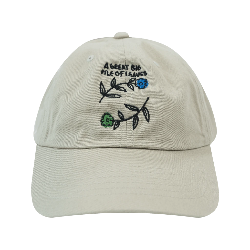 A Great Big Pile Of Leaves New Merch Blue & Green Flower Khaki Dad Hat 2 A Great Big Pile Of Leaves New Merch Blue & Green Flower Khaki Dad Hat