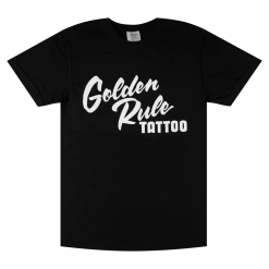 Golden Rule Tattoo Shop Logo Black T-Shirt New Merch