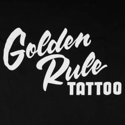 Golden Rule Tattoo Shop Logo Black T-Shirt New Merch